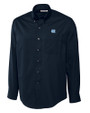 North Carolina Tar Heels Cutter & Buck Epic Easy Care Fine Twill Mens Big and Tall Dress Shirt Navy Blue Mannequin