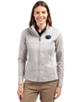 Penn State Nittany Lions Cutter & Buck Stealth Hybrid Quilted Womens Full Zip Windbreaker Jacket Polished Medium Gray Front