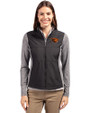 Oregon State Beavers Cutter & Buck Stealth Hybrid Quilted Womens Full Zip Windbreaker Jacket Black Front