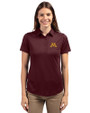 Minnesota Golden Gophers Cutter & Buck Prospect Eco Textured Stretch Recycled Womens Short Sleeve Polo Bordeaux Front