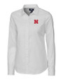 Nebraska Cornhuskers Cutter & Buck Stretch Oxford Womens Long Sleeve Dress Shirt White Mannequin