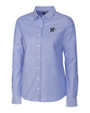 Memphis Tigers Cutter & Buck Stretch Oxford Womens Long Sleeve Dress Shirt French Blue Mannequin