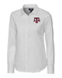 Texas A&M Aggies Cutter & Buck Stretch Oxford Womens Long Sleeve Dress Shirt White Mannequin