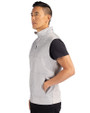 Mississippi State Bulldogs Cutter & Buck Stealth Hybrid Quilted Mens Windbreaker Vest Polished Medium Gray Side