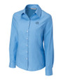 North Carolina Tar Heels Cutter & Buck Epic Easy Care Fine Twill Womens Long Sleeve Dress Shirt Atlas Light Blue Mannequin