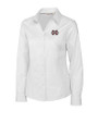 Mississippi State Bulldogs Cutter & Buck Epic Easy Care Fine Twill Womens Long Sleeve Dress Shirt White Mannequin