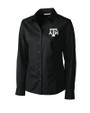 Texas A&M Aggies Cutter & Buck Epic Easy Care Fine Twill Womens Long Sleeve Dress Shirt Black Mannequin
