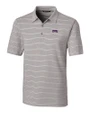 TCU Horned Frogs Cutter & Buck Forge Epic Confidence Recycled Heathered Stripe Stretch Mens Polo Polished Medium Gray Mannequin