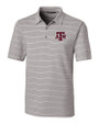 Texas A&M Aggies Cutter & Buck Forge Epic Confidence Recycled Heathered Stripe Stretch Mens Polo Polished Medium Gray Mannequin