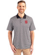 NC State Wolfpack Cutter & Buck Forge Tonal Stripe Stretch Mens Polo Black Front