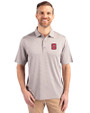 NC State Wolfpack Cutter & Buck Forge Pencil Stripe Stretch Mens Polo Polished Medium Gray Front
