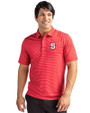 NC State Wolfpack Cutter & Buck Forge Pencil Stripe Stretch Mens Polo Red Front