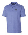 Memphis Tigers Cutter & Buck Forge Heathered Stretch Mens Polo Tour Blue Heather Mannequin
