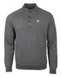 North Carolina Tar Heels Cutter & Buck Saturday Cotton Blend Mens Mock Pullover Sweatshirt Charcoal Heather Mannequin