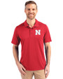 Nebraska Cornhuskers Cutter & Buck Prospect Eco Textured Stretch Recycled Mens Short Sleeve Polo Red Front