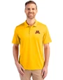 Minnesota Golden Gophers Cutter & Buck Prospect Eco Textured Stretch Recycled Mens Short Sleeve Polo College Gold Front