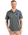 Memphis Tigers Cutter & Buck Prospect Eco Textured Stretch Recycled Mens Short Sleeve Polo Elemental Grey Front