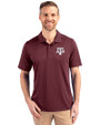 Texas A&M Aggies Cutter & Buck Prospect Eco Textured Stretch Recycled Mens Short Sleeve Polo Bordeaux Front