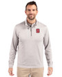 NC State Wolfpack Cutter & Buck Stealth Heathered Quarter Zip Mens Pullover Polished Medium Gray Front