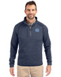 North Carolina Tar Heels Cutter & Buck Mainsail Sweater-Knit Mens Half Zip Pullover Jacket Liberty Navy Heather Front
