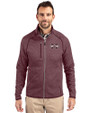 Mississippi State Bulldogs Cutter & Buck Mainsail Sweater-Knit Mens Full Zip Jacket Bordeaux Heather Front