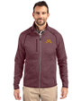 Minnesota Golden Gophers Cutter & Buck Mainsail Sweater-Knit Mens Full Zip Jacket Bordeaux Heather Front