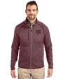 Texas A&M Aggies Cutter & Buck Mainsail Sweater-Knit Mens Full Zip Jacket Bordeaux Heather Front