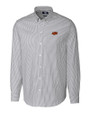 Oklahoma State Cowboys Cutter & Buck Stretch Oxford Stripe Mens Long Sleeve Dress Shirt Charcoal Mannequin