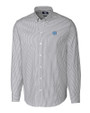 North Carolina Tar Heels Cutter & Buck Stretch Oxford Stripe Mens Long Sleeve Dress Shirt Charcoal Mannequin