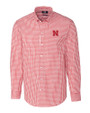 Nebraska Cornhuskers Cutter & Buck Easy Care Stretch Gingham Mens Long Sleeve Dress Shirt Cardinal Red Mannequin