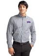 TCU Horned Frogs Cutter & Buck Easy Care Stretch Gingham Mens Long Sleeve Dress Shirt Charcoal Front