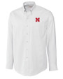 Nebraska Cornhuskers Cutter & Buck Epic Easy Care Nailshead Mens Long Sleeve Dress Shirt White Mannequin