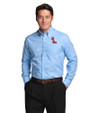 Ole Miss Rebels Cutter & Buck Epic Easy Care Nailshead Mens Long Sleeve Dress Shirt Atlas Light Blue Front