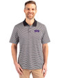 TCU Horned Frogs Cutter & Buck Forge Tonal Stripe Stretch Mens Big and Tall Polo Black Front