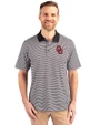 Oklahoma Sooners  Cutter & Buck Forge Tonal Stripe Stretch Mens Big and Tall Polo Black Front