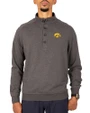 Iowa Hawkeyes Cutter & Buck Saturday Cotton Blend Mens Big and Tall  Mock Pullover Sweatshirt Charcoal Heather Front