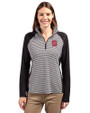 NC State Wolfpack Cutter & Buck Forge Tonal Stripe Stretch Half Zip Womens Top Black Front