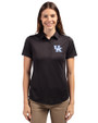 Kentucky Wildcats Cutter & Buck Prospect Eco Textured Stretch Recycled Womens Short Sleeve Polo Black Front