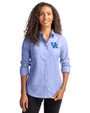 Kentucky Wildcats Cutter & Buck Stretch Oxford Womens Long Sleeve Dress Shirt French Blue Front