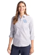 Kentucky Wildcats Cutter & Buck Stretch Oxford Stripe Womens Long Sleeve Dress Shirt French Blue Front