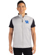 Kentucky Wildcats Cutter & Buck Stealth Hybrid Quilted Mens Big and Tall Windbreaker Vest Polished Medium Gray Front