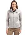 Wake Forest Demon Deacons Cutter & Buck Stealth Hybrid Quilted Womens Full Zip Windbreaker Jacket Polished Medium Gray Front
