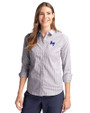 Air Force Falcons Cutter & Buck Stretch Oxford Stripe Womens Long Sleeve Dress Shirt Charcoal Front