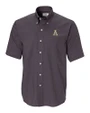 Appalachian State Mountaineers Cutter & Buck Epic Easy Care Nailshead Mens Big and Tall Short Sleeve Dress Shirt Black Mannequin