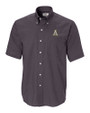 Appalachian State Mountaineers Cutter & Buck Epic Easy Care Nailshead Mens Big and Tall Short Sleeve Dress Shirt Black Mannequin
