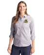 Bryant University Bulldogs Cutter & Buck Stretch Oxford Stripe Womens Long Sleeve Dress Shirt Charcoal Front