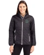 Dartmouth Big Green Cutter & Buck Rainier Recycled Insulated Puffer Womens Full Zip Jacket Black Front