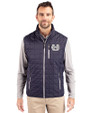 Utah State Aggies Cutter & Buck Rainier PrimaLoft® Mens Big and Tall Eco Insulated Full Zip Puffer Vest Dark Navy/Silver Front
