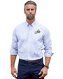 Florida Gulf Coast Eagles Cutter & Buck Stretch Oxford Stripe Mens Long Sleeve Dress Shirt French Blue Front
