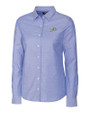 Florida Gulf Coast Eagles Cutter & Buck Stretch Oxford Womens Long Sleeve Dress Shirt French Blue Mannequin